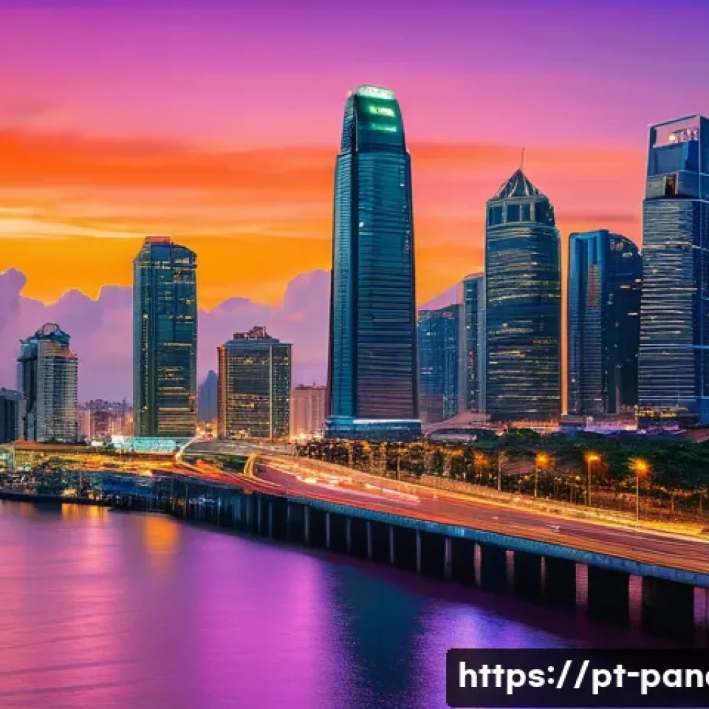 파나마에서의 기업 설립 절차 - **Prompt:** A vibrant and modern panoramic view of the Panama City skyline at golden hour, showcasin...