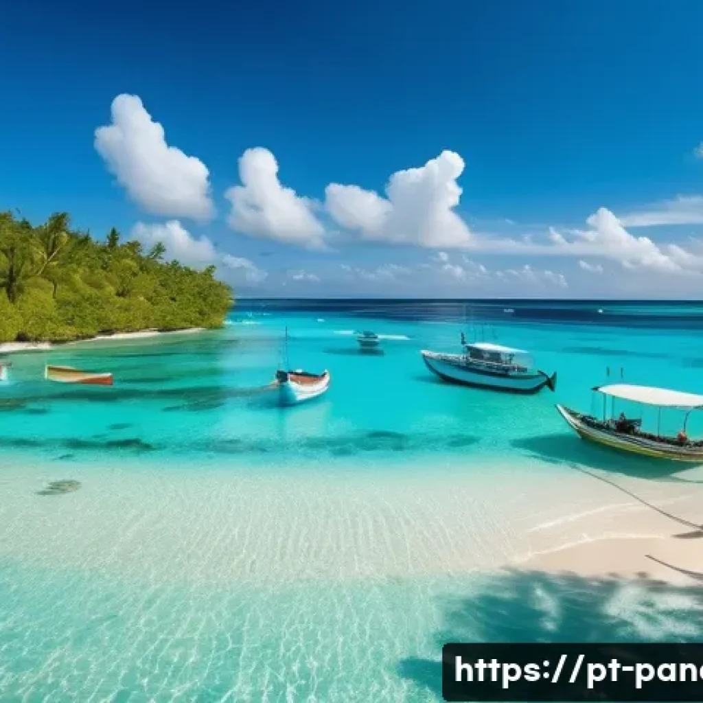 카리브해와 태평양 비교 - A vibrant Caribbean beach scene showcasing crystal-clear turquoise waters gently lapping against fin...