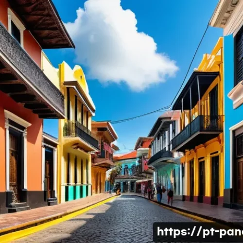 Home 33 파나마의 독특한 건축 양식 - A vibrant street scene in Casco Viejo, Panama City, showcasing colorful colonial houses with ornate ...