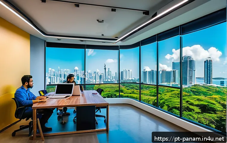 파나마에서의 비즈니스 기회 - A vibrant co-working space in Panama City filled with young entrepreneurs collaborating on fintech a...
