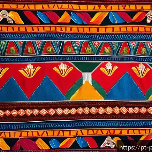 Home 31 파나마의 전통 의상 - A vibrant and detailed close-up of a traditional Kuna mola textile, showcasing intricate applique te...