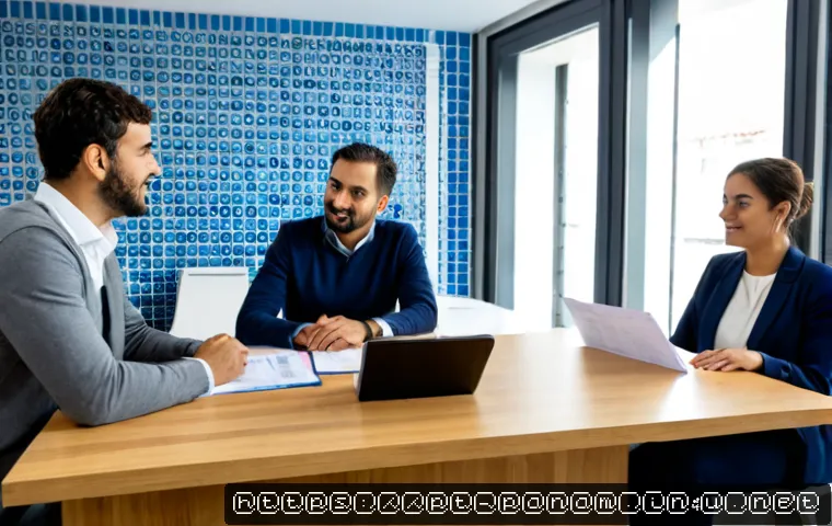 Home 17 비자 및 체류 허가 정보 - Photorealistic immigration consultation in a bright modern office in Lisbon, Portuguese-speaking tra...